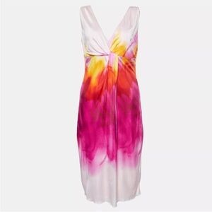 Versace Pink Tie-Dye Jersey Sleeveless Knee Length Dress S